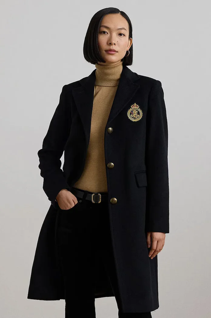 Lauren Ralph Lauren Вълнено палто в черно преходен модел 297958509