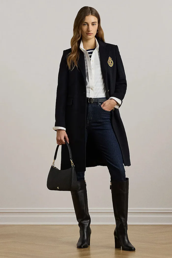 Lauren Ralph Lauren Вълнено палто в тъмносиньо преходен модел 297958509
