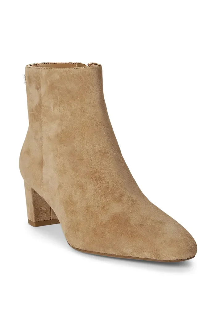 Lauren Ralph Lauren Велурени боти Demi в бежово с дебел ток 802974504001
