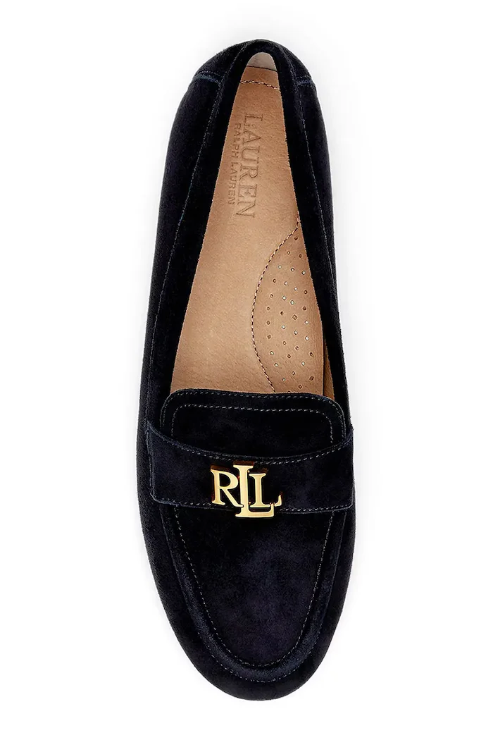 Lauren Ralph Lauren Велурени мокасини Averi III в черно с равна подметка 802946809005