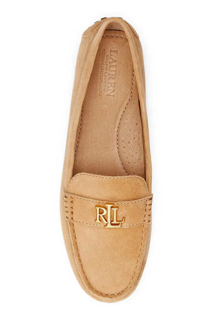 Lauren Ralph Lauren Велурени мокасини Barnsbury в бежово с равна подметка 802821629026