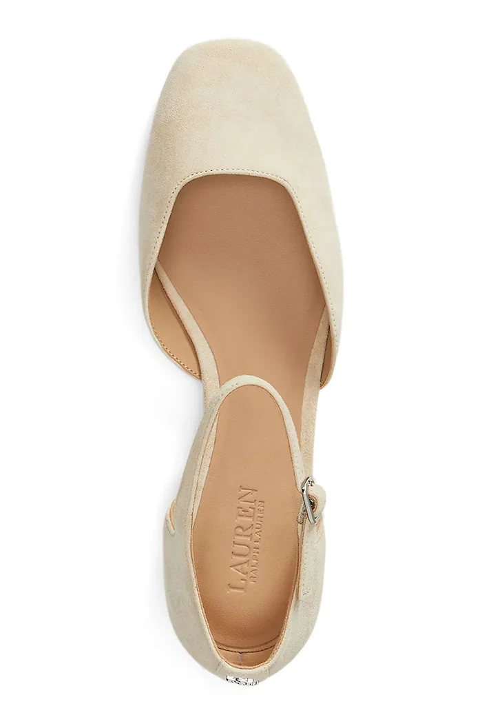 Lauren Ralph Lauren Велурени обувки с дебел ток Emellie Mj в бежово 802974359001