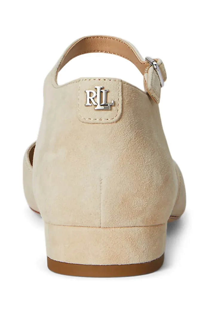 Lauren Ralph Lauren Велурени обувки с дебел ток Emellie Mj в бежово 802974359001