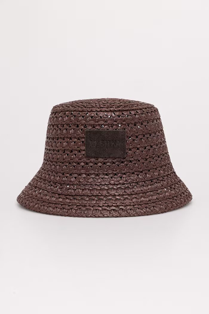LE SH KA headwear сламена шапка дамска от вискоза Brown Bucket Hat кафява BrownBucketHat