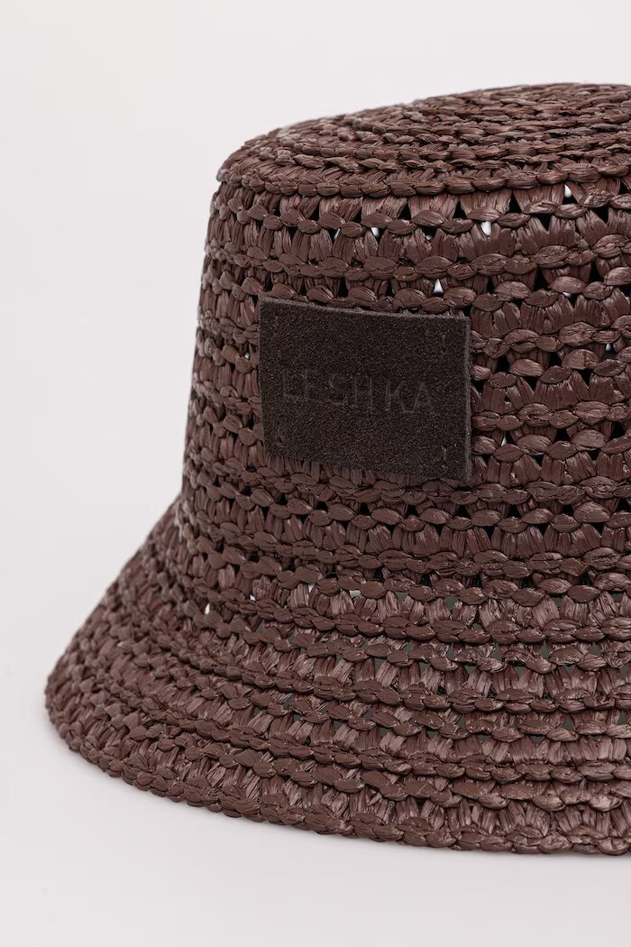 LE SH KA headwear сламена шапка дамска от вискоза Brown Bucket Hat кафява BrownBucketHat