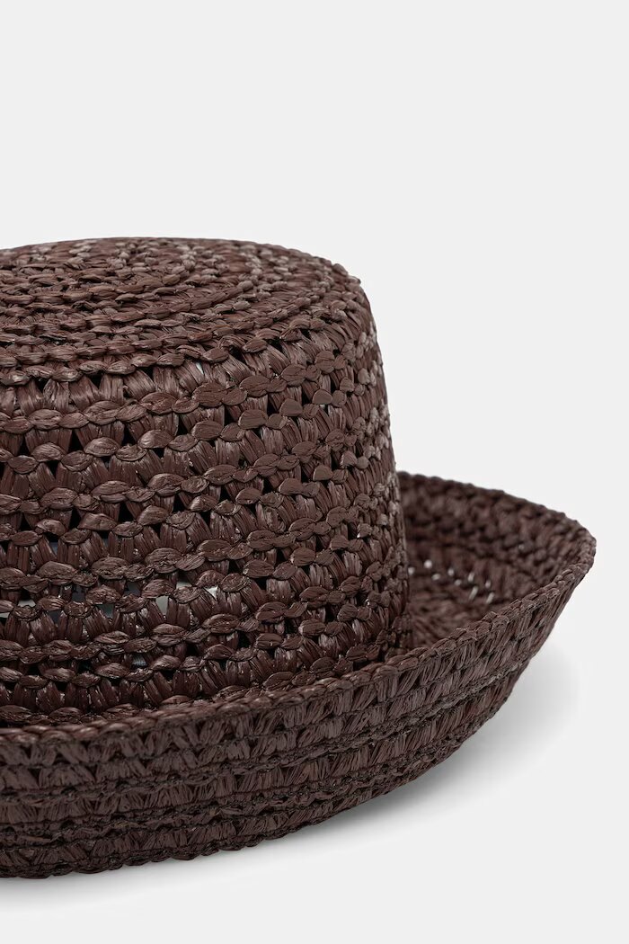 LE SH KA headwear сламена шапка дамска от вискоза Brown Bucket Hat кафява BrownBucketHat
