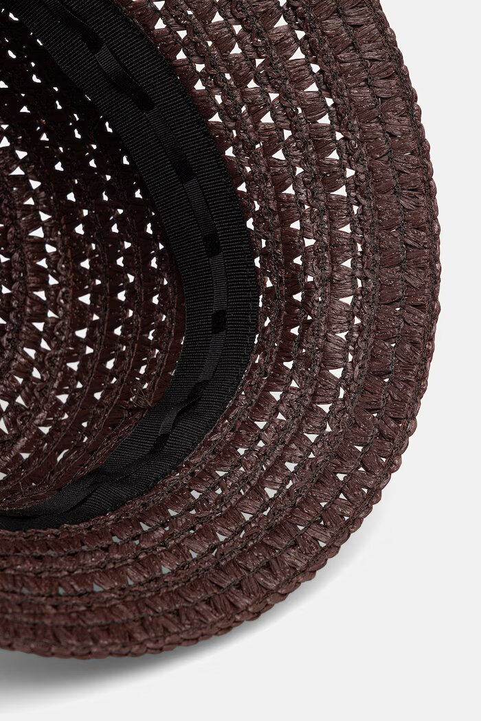 LE SH KA headwear сламена шапка дамска от вискоза Brown Bucket Hat кафява BrownBucketHat