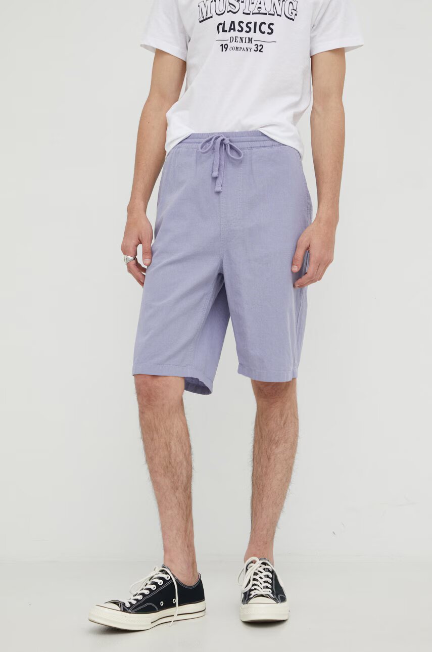 Lee Къс панталон с лен Relaxed Drawstring S Misty Lilac