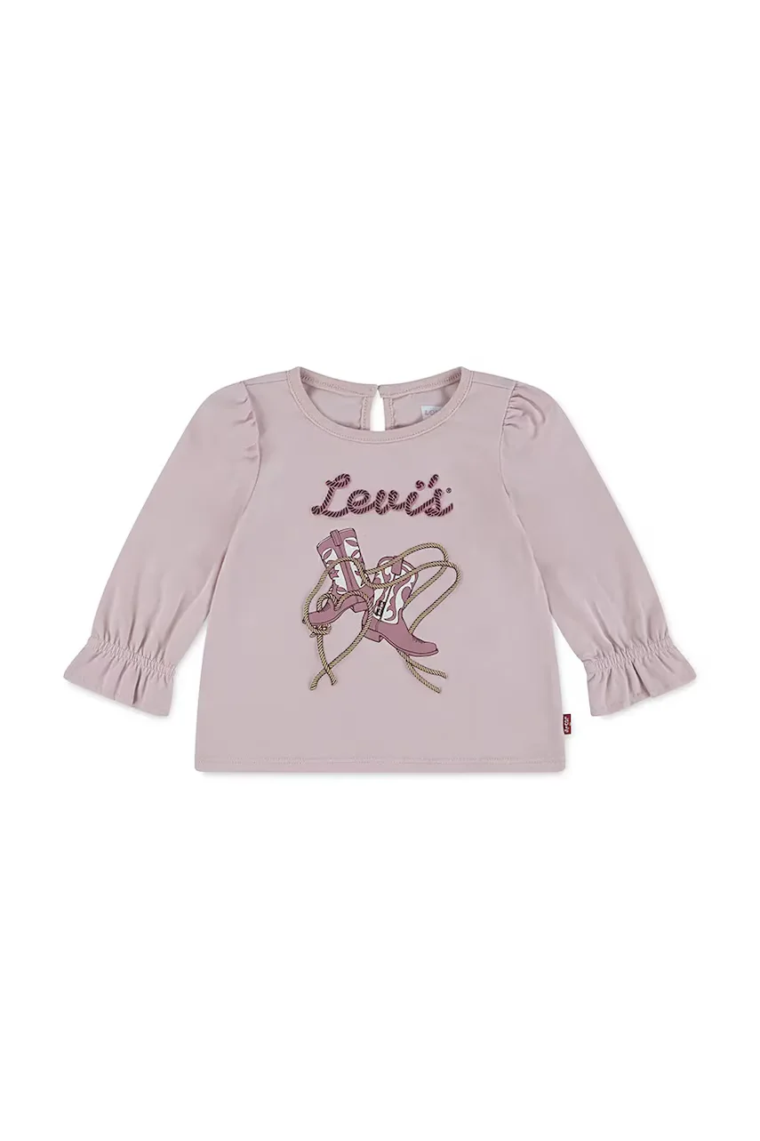 Levi's Бебешка памучна блуза с дълъг ръкав LS KNOT FRONT KNIT TOP