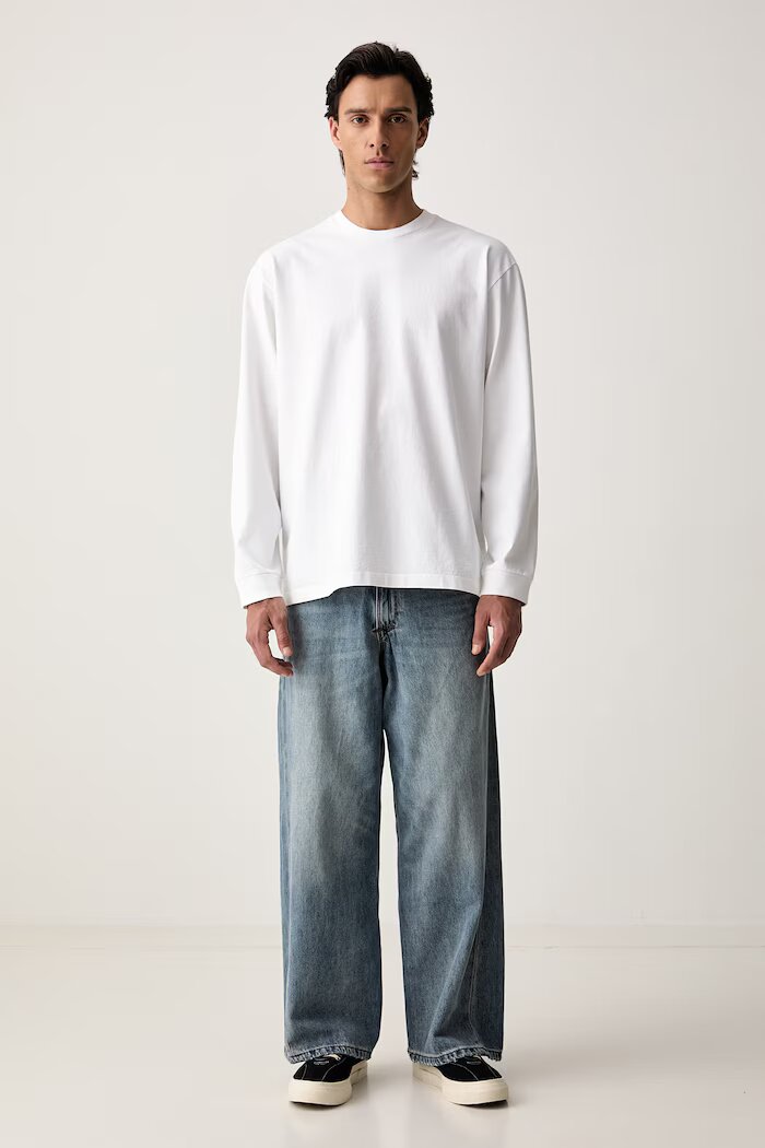 Levi's блуза с дълги ръкави мъжка от памук с еластан LS WORKWEAR бяла 0089C