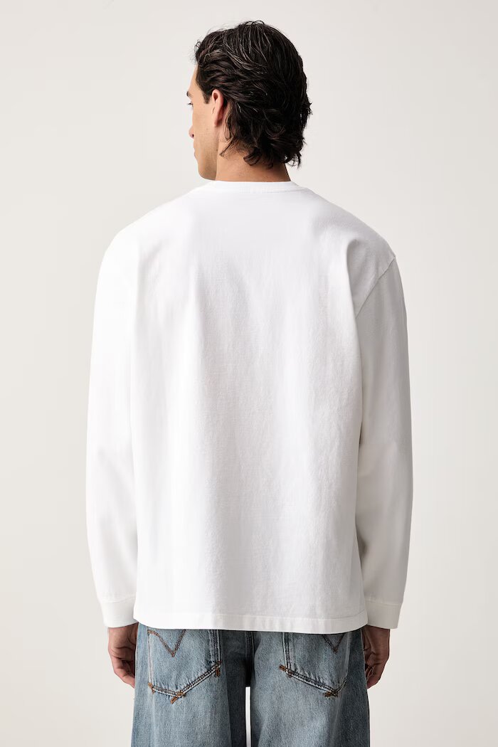 Levi's блуза с дълги ръкави мъжка от памук с еластан LS WORKWEAR бяла 0089C
