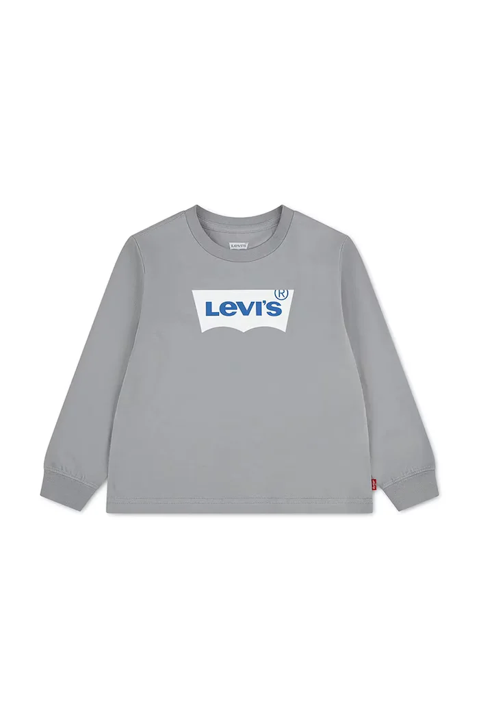 Levi's блуза с дълги ръкави за деца от памук BATWING TEE сива 9E8646