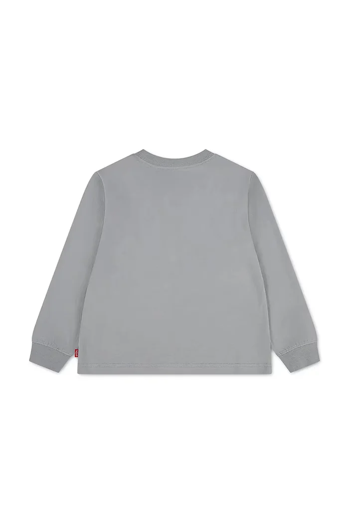 Levi's блуза с дълги ръкави за деца от памук BATWING TEE сива 9E8646