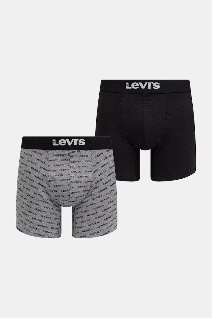 Levi's боксерки мъжки от памук с еластан 2 броя сиви 37149-1264