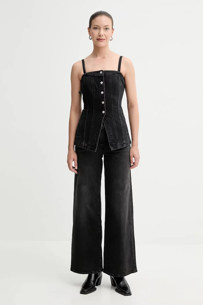 Levi's Дънки 728 HR WIDE LEG в черно 0039B