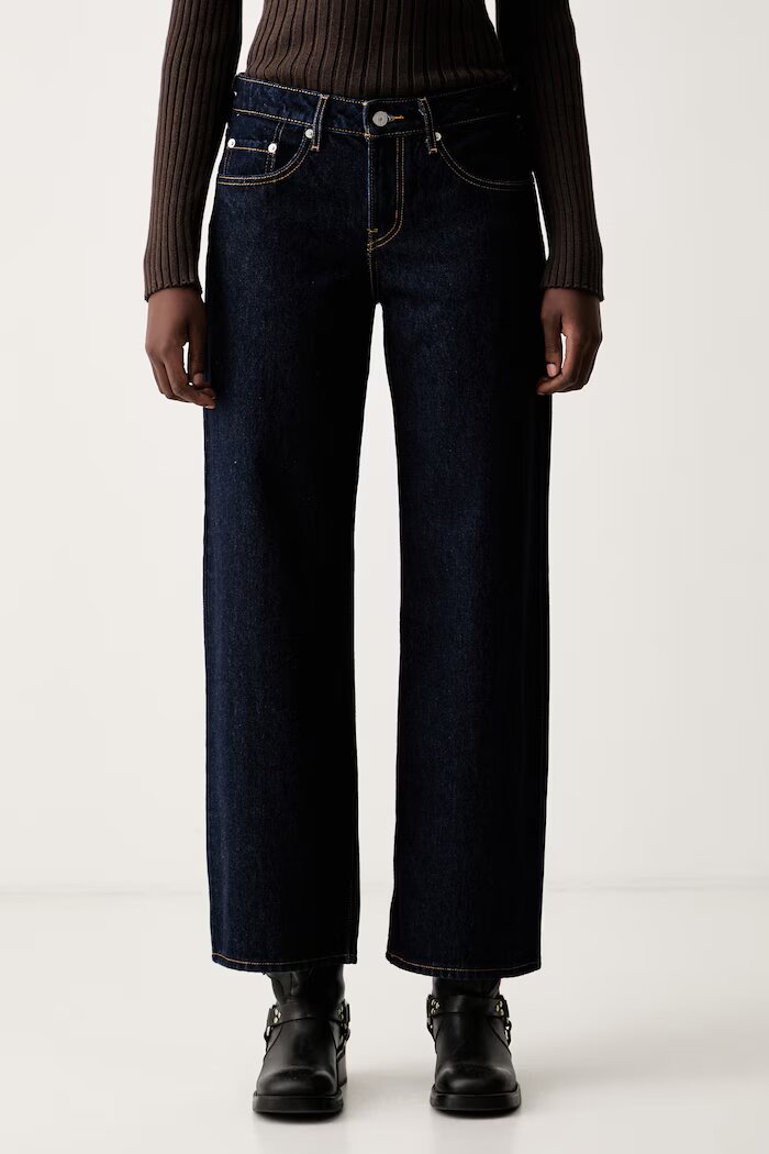 Levi's дънки loose дамски LOW LOOSE тъмносини A5566