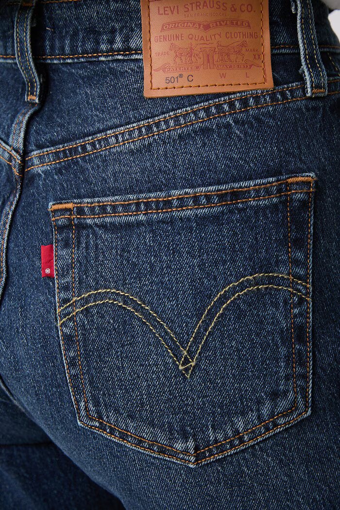 Levi's дънки прави дамски 501 CURVE тъмносини 0036A