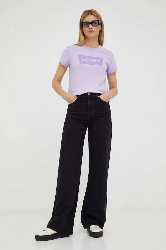 Levi's Дънки RIBCAGE WIDE LEG H223 в черно A6081.0001 A6081-0001