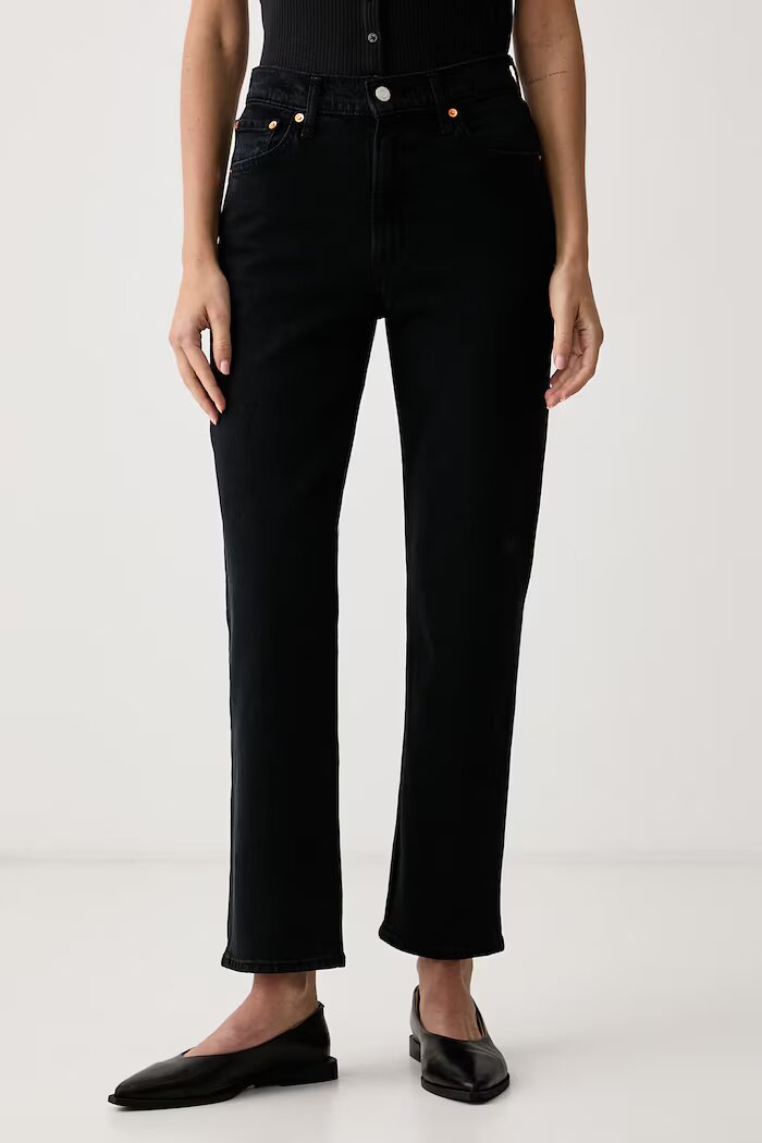 Levi's дънки slim fit дамски RIBCAGE SLIM черни 0081W-0000