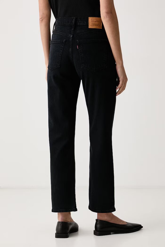 Levi's дънки slim fit дамски RIBCAGE SLIM черни 0081W-0000