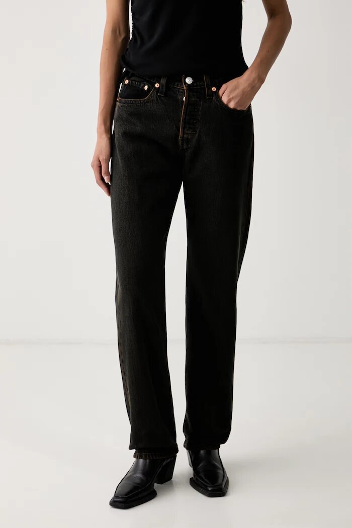 Levi's дънки straight дамски 501 CURVE кафяви 0036A