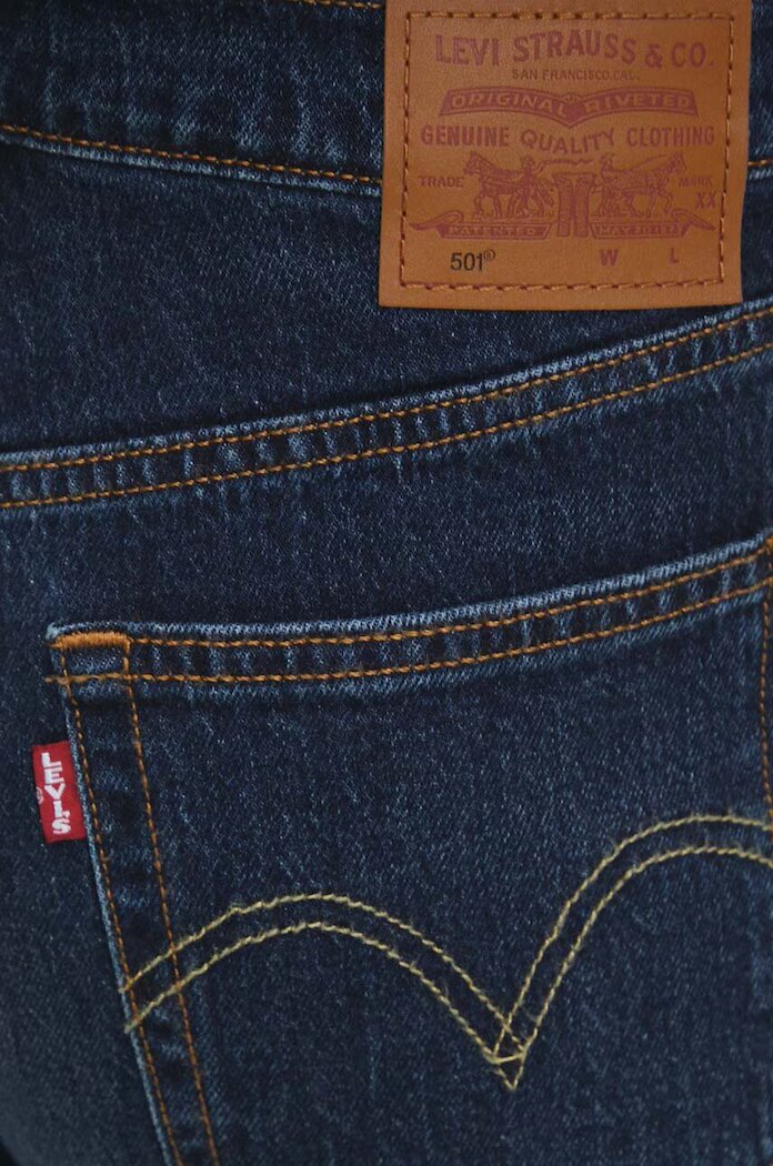 Levi's дънки straight дамски 501® JEANS FOR WOMEN тъмносини 12501