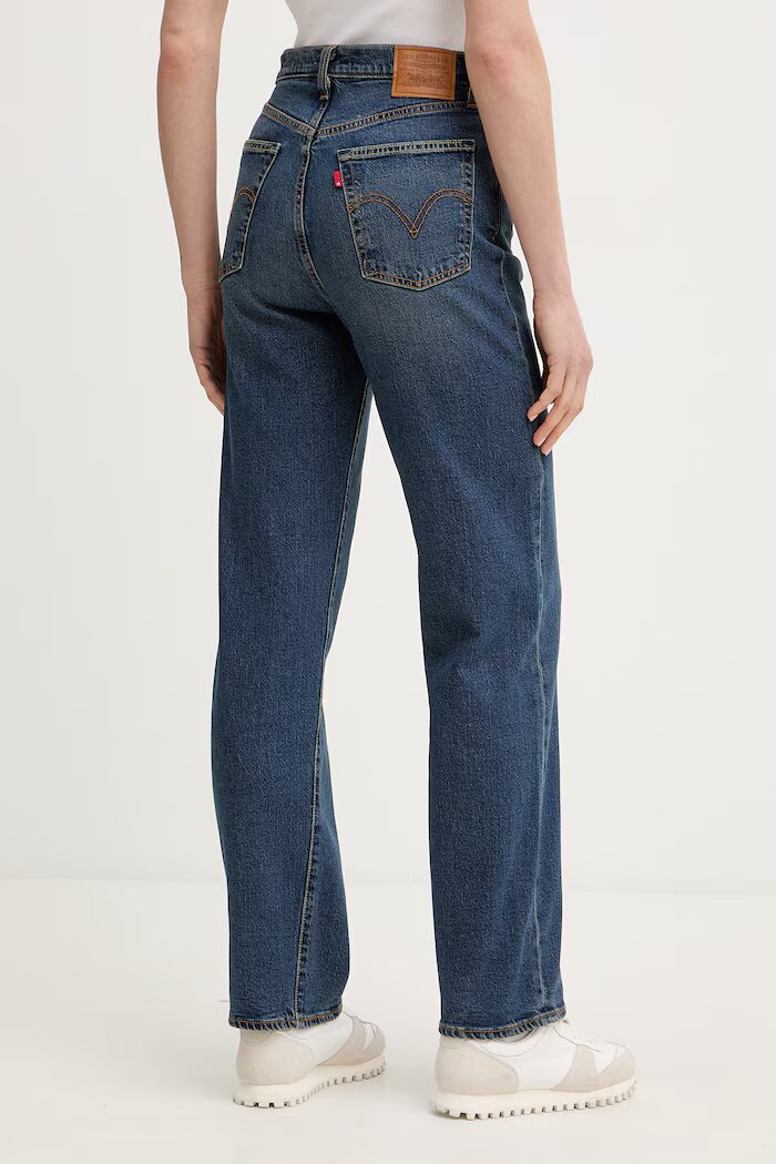 Levi's дънки straight дамски RIBCAGE STRAIGHT ANKLE тъмносини 72693-0281