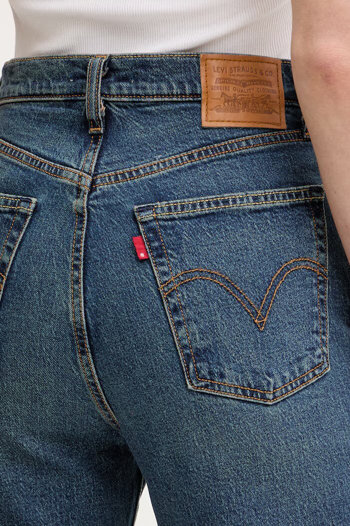 Levi's дънки straight дамски RIBCAGE STRAIGHT ANKLE тъмносини 72693-0281