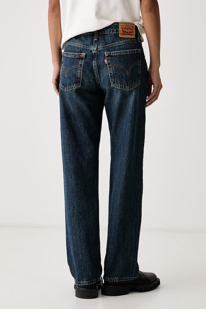 Levi's дънки straight дамски SUPERLOW STRAIGHT тъмносини 0081X