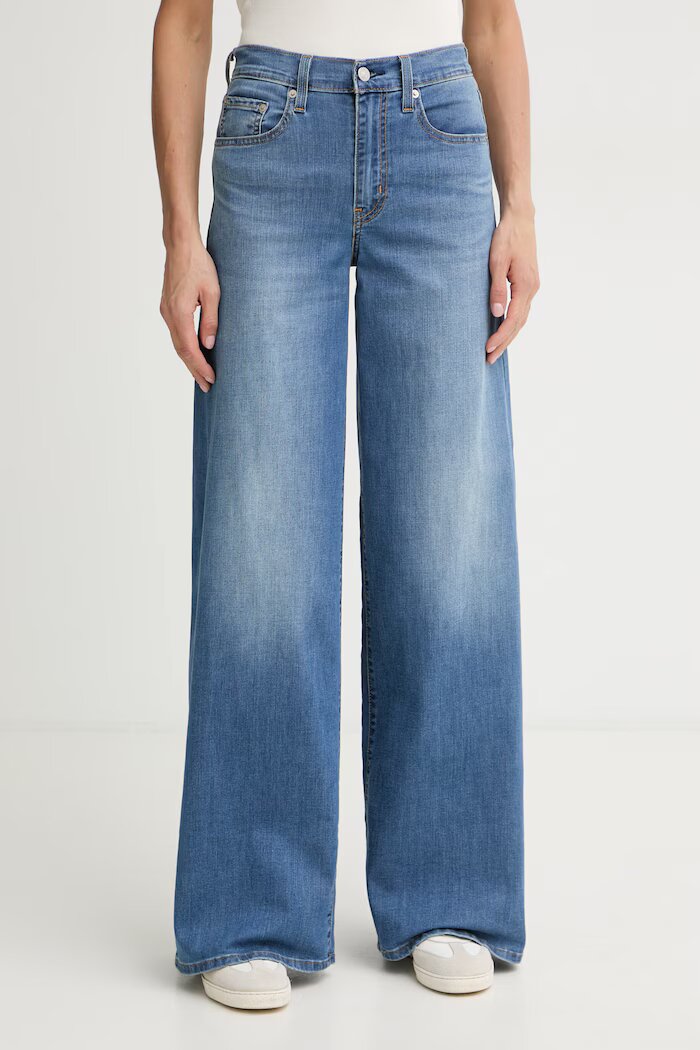 Levi's дънки wide leg дамски 728 HR WIDE LEG сини 0039B-0021