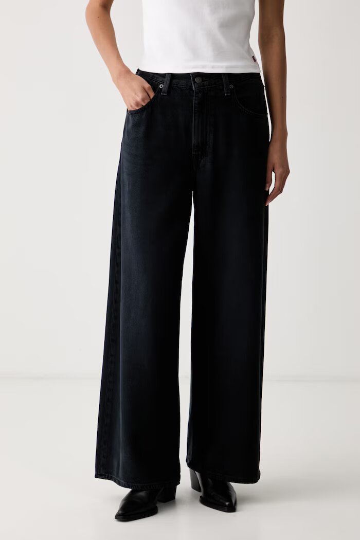 Levi's дънки wide leg дамски CINCH WIDE LEG тъмносини 0073B