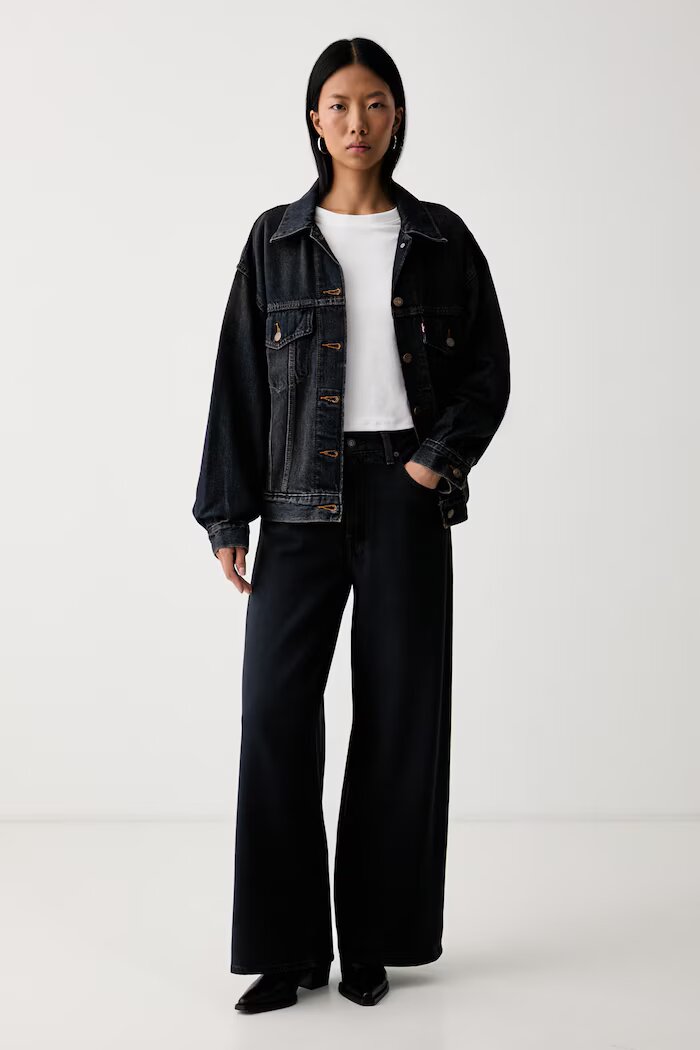 Levi's дънки wide leg дамски CINCH WIDE LEG тъмносини 0073B