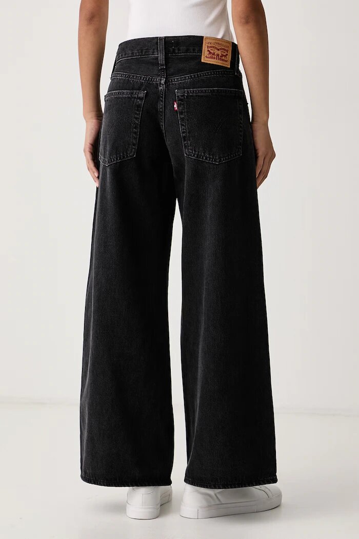 Levi's дънки wide leg дамски MIDDY WIDE LEG черни 0081Z