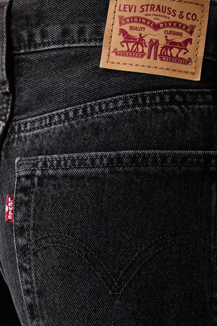 Levi's дънки wide leg дамски MIDDY WIDE LEG черни 0081Z