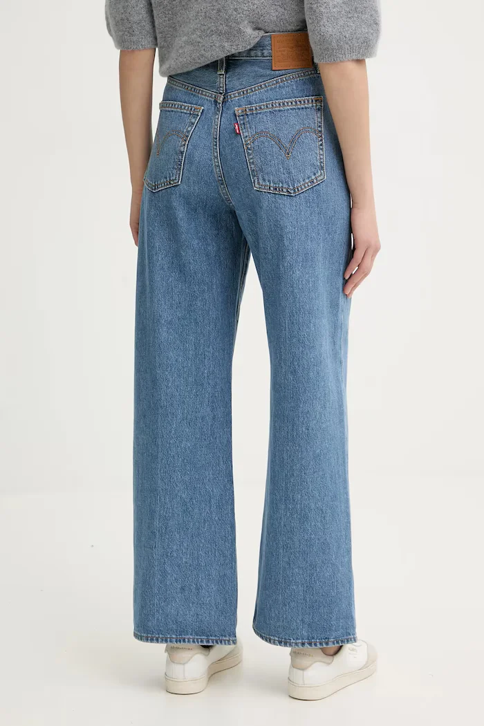 Levi's дънки wide leg дамски RIBCAGE WIDE LEG сини A6081