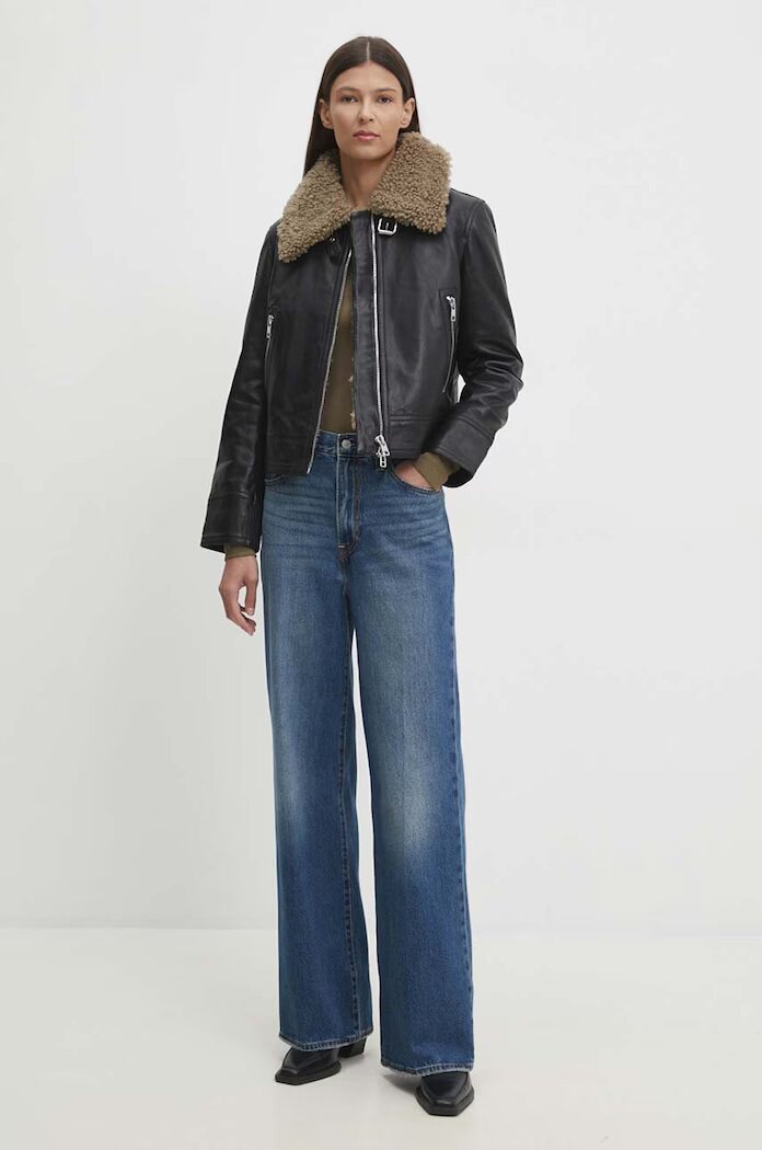 Levi's дънки wide leg дамски RIBCAGE WIDE LEG тъмносини A6081