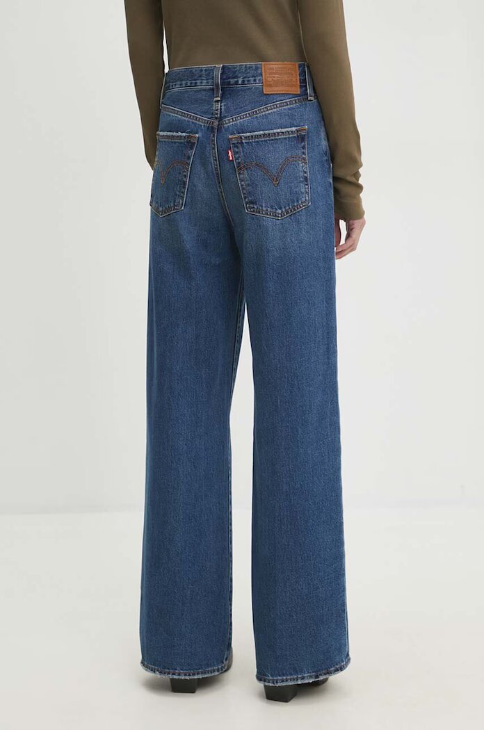 Levi's дънки wide leg дамски RIBCAGE WIDE LEG тъмносини A6081
