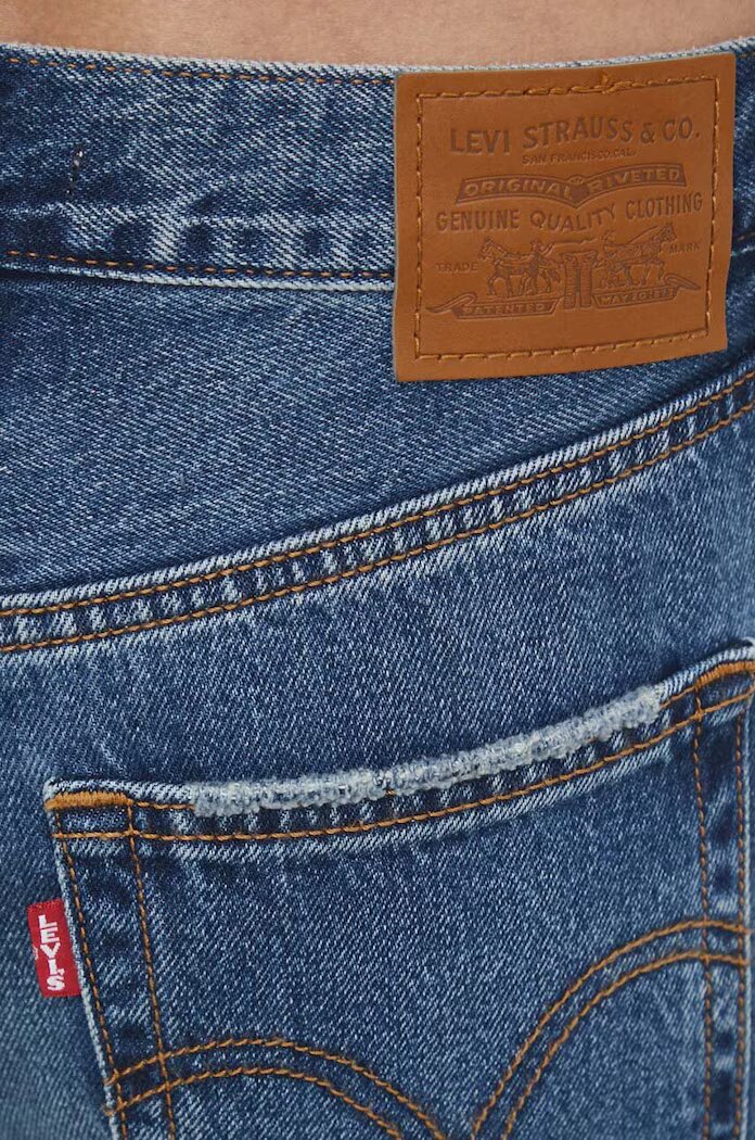 Levi's дънки wide leg дамски RIBCAGE WIDE LEG тъмносини A6081
