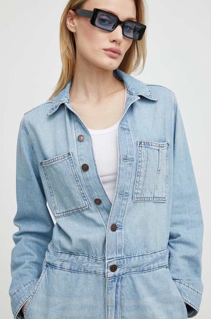 Levi's Дънков гащеризон в синьо от памук с яка