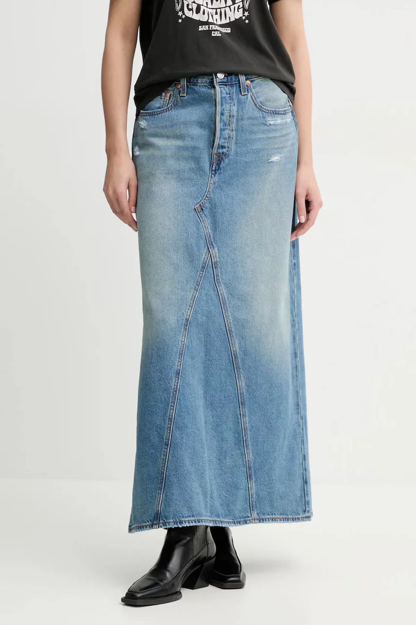 Levi's Дънкова пола ICONIC LONG SKIRT W/SLIT