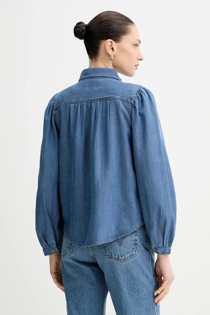 Levi's Дънкова риза JOURNEY WESTERN дамска в синьо със стандартна кройка с класическа яка 003P4
