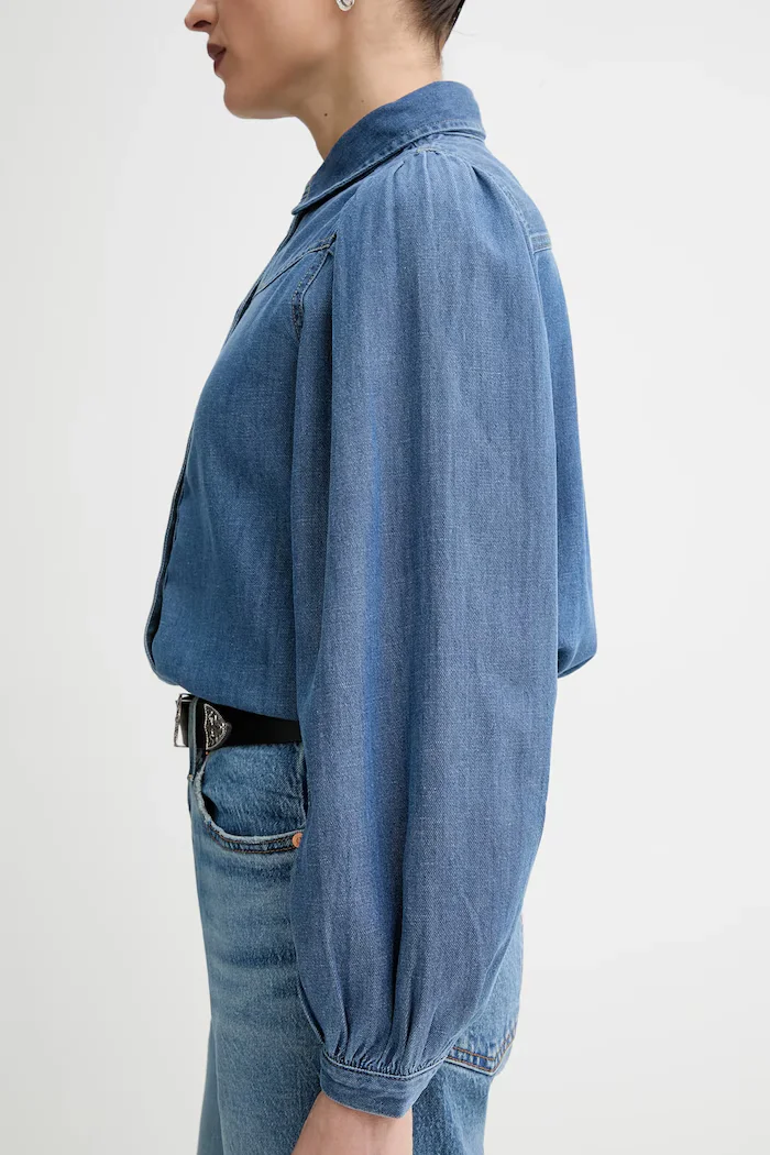 Levi's Дънкова риза JOURNEY WESTERN дамска в синьо със стандартна кройка с класическа яка 003P4