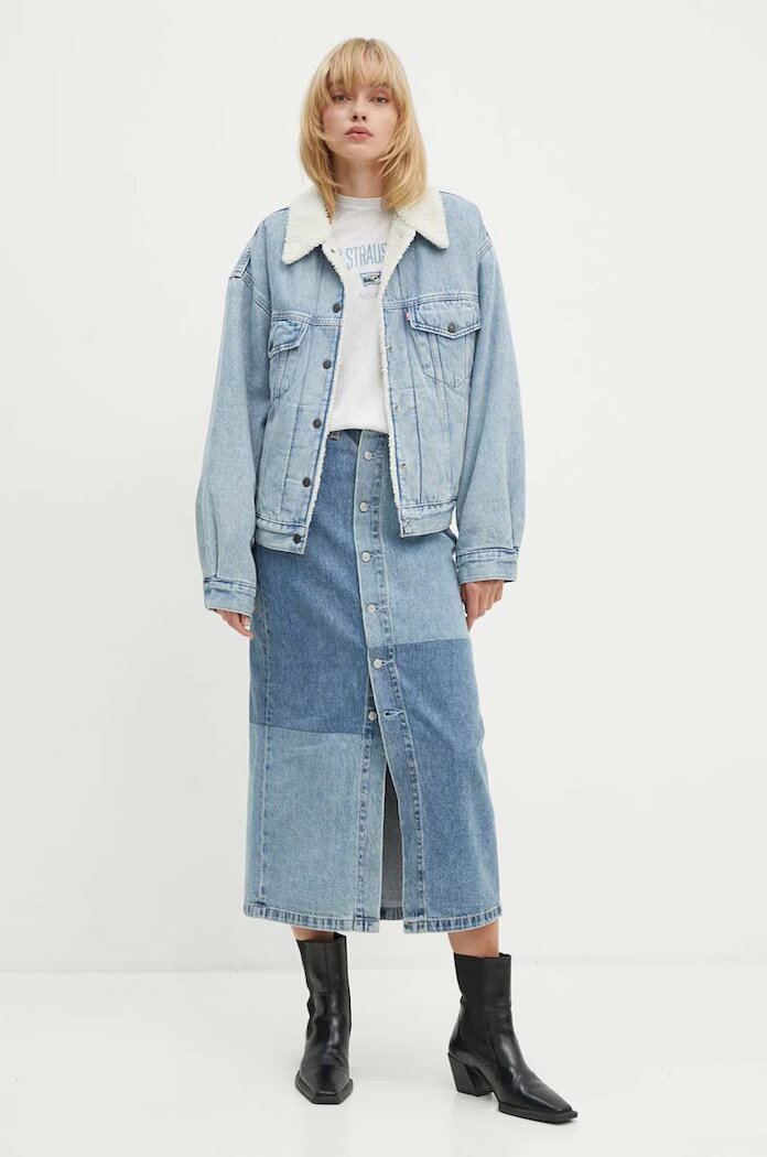 Levi's дънково яке дамско от деним 90S SHERPA синьо A4435