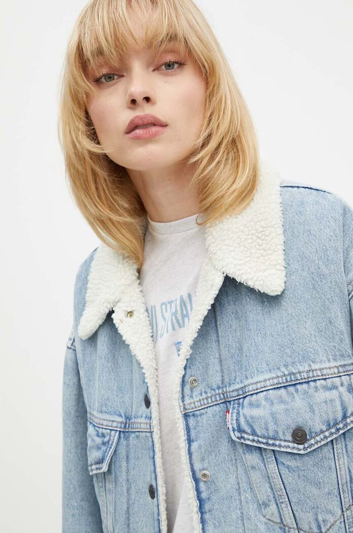 Levi's дънково яке дамско от деним 90S SHERPA синьо A4435