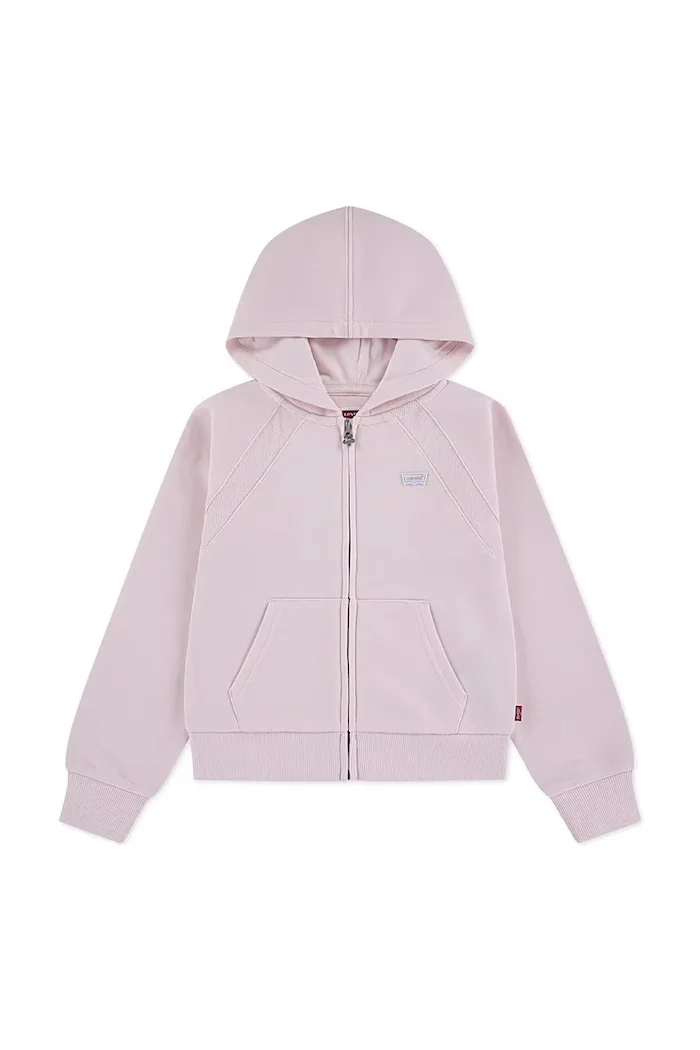 Levi's Детски суичър MEET AND GREET ZIP UP HOOD в розово с качулка с изчистен дизайн 3EP548