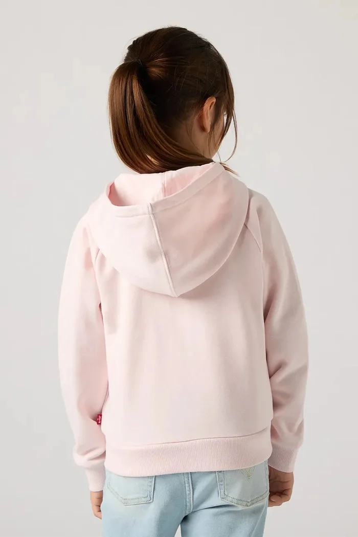 Levi's Детски суичър MEET AND GREET ZIP UP HOOD в розово с качулка с изчистен дизайн 3EP548