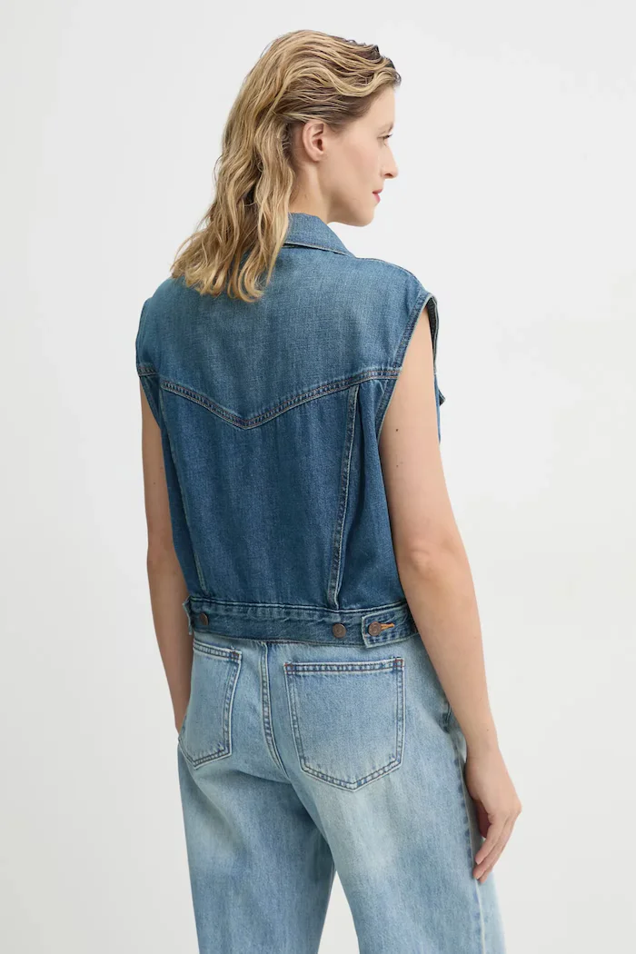 Levi's Елек SHRUNKEN 90S VEST дамски в синьо преходен модел 001W2