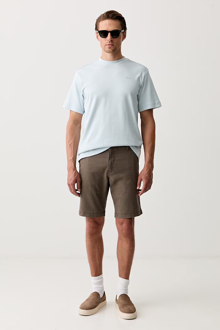Levi's къс панталон чино мъжки с лен кафяв със стандартна талия 17202