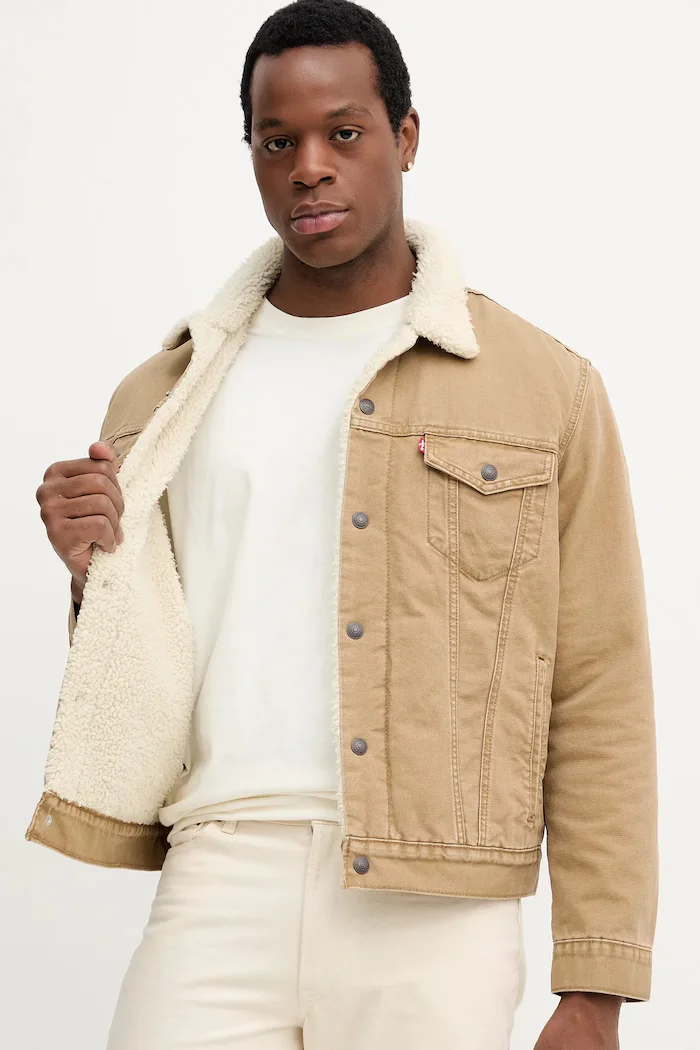 Levi's късо яке мъжко от джинс TYPE 3 SHERPA бежово 16365