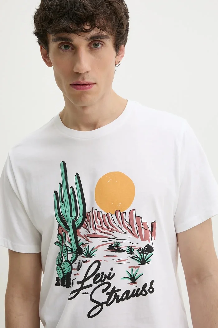 Levi's Памучна тениска GRAPHIC CREWNECK TEE в бяло с принт 22491
